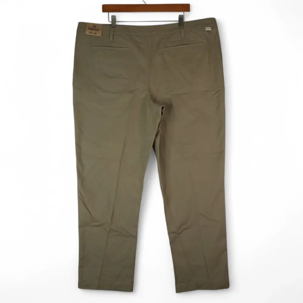 Magellan Outdoors Chino Pants Mens 42X30 Flat Front‎ Heritage Brown New